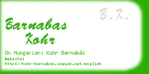 barnabas kohr business card
