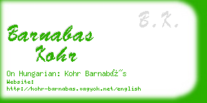 barnabas kohr business card